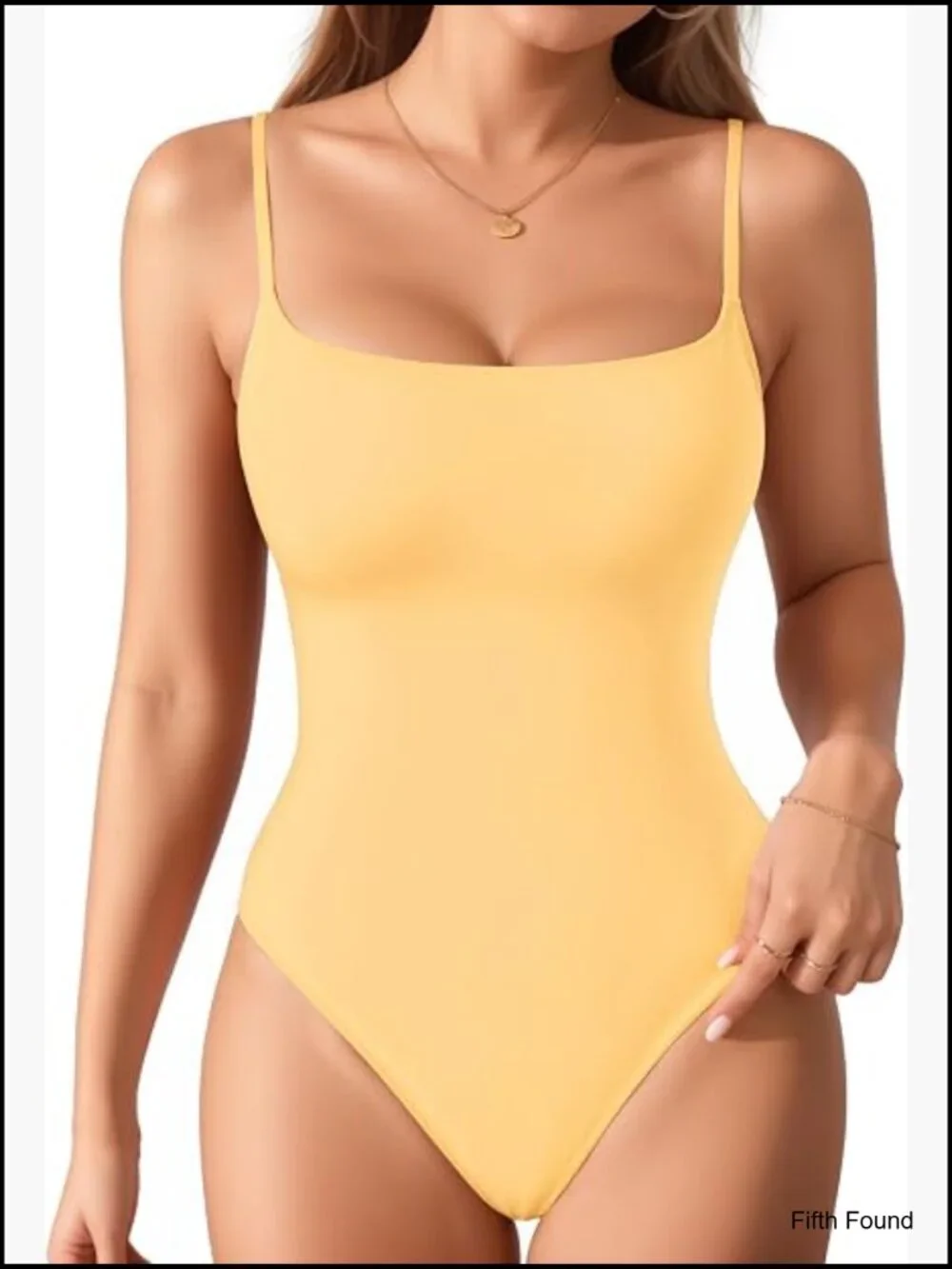 Double Lined Square Neck Bodysuit Adjustable Spaghetti Strap Thong Tank Top